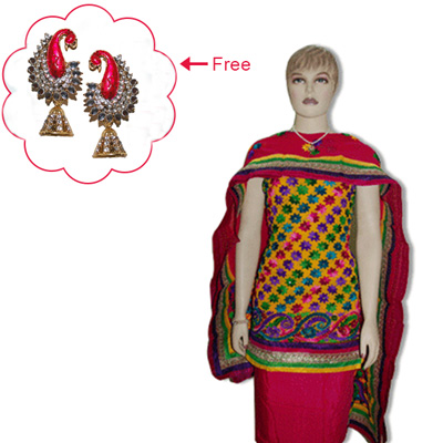 "Dress material - MDR -10, FREE FANCY EARRINGS MGR- 535 - Click here to View more details about this Product